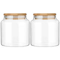 Custde Glass Jar with Lid 17.6 FL oz Airtight Glass Storage Jar Glass Food Storage Containers for Kitchen Counter Pantry Decorative Jar for Coffee Sugar Candy Jar Cute Jar (Bamboo 17.6 FL OZ *2)