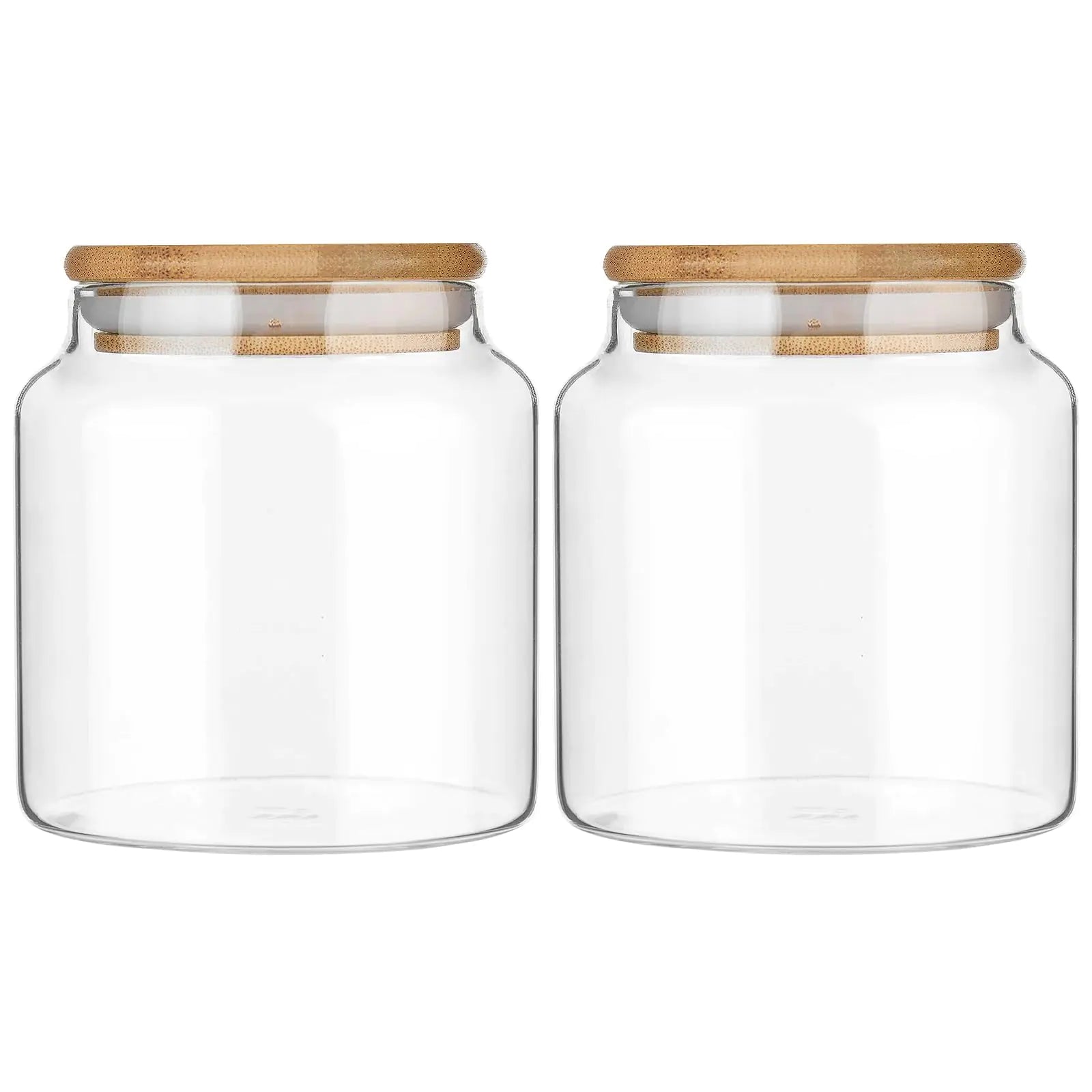 Custde Glass Jar with Lid 17.6 FL oz Airtight Glass Storage Jar Glass Food Storage Containers for Kitchen Counter Pantry Decorative Jar for Coffee Sugar Candy Jar Cute Jar (Bamboo 17.6 FL OZ *2)