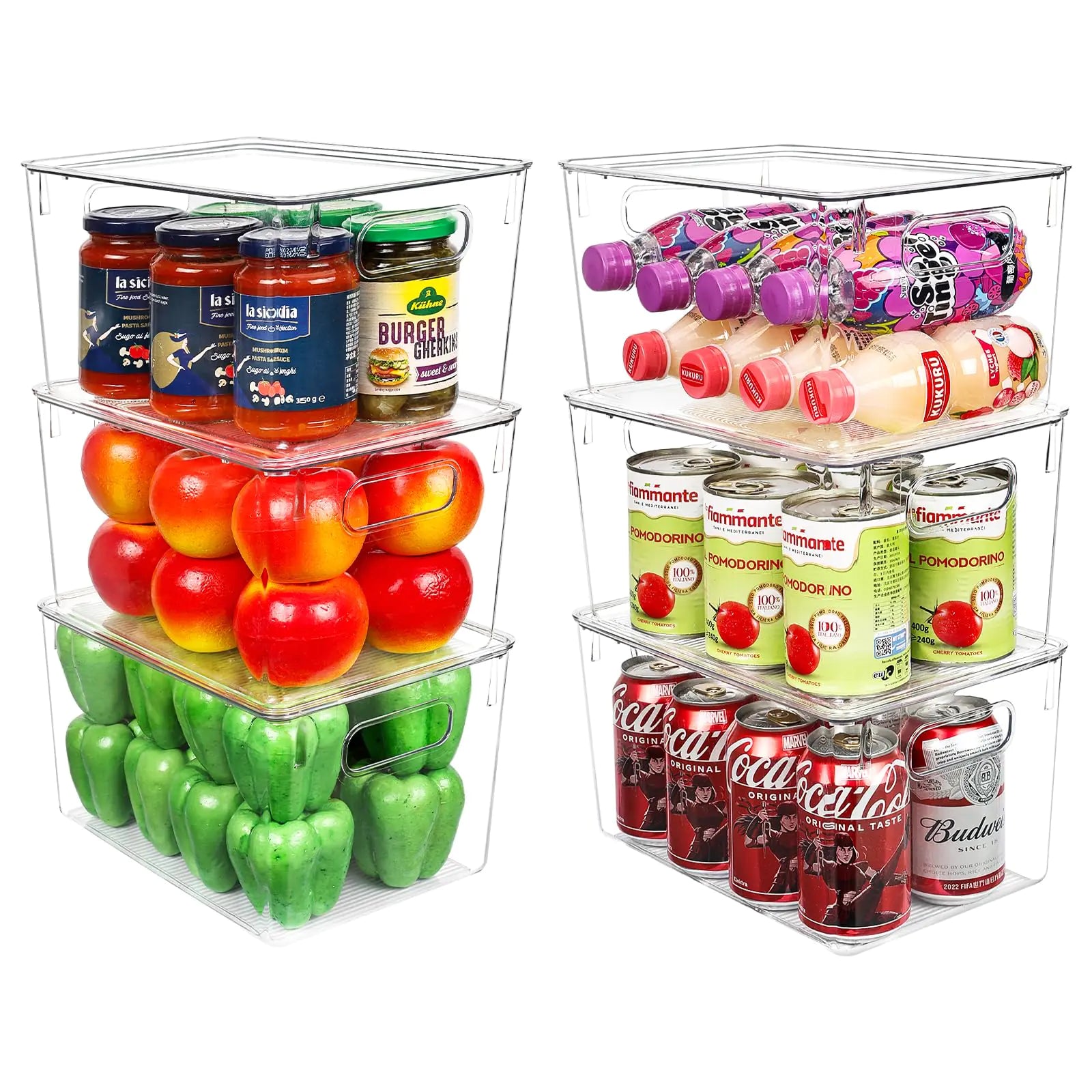 YHJZ 6 Pack Stackable Storage Bins with LidsPlastic Storage Bins with Handle for Pantry Organization and StoragePerfect Containers for Fridge Organizer Freezer Kitchen Cabinets Bathroom